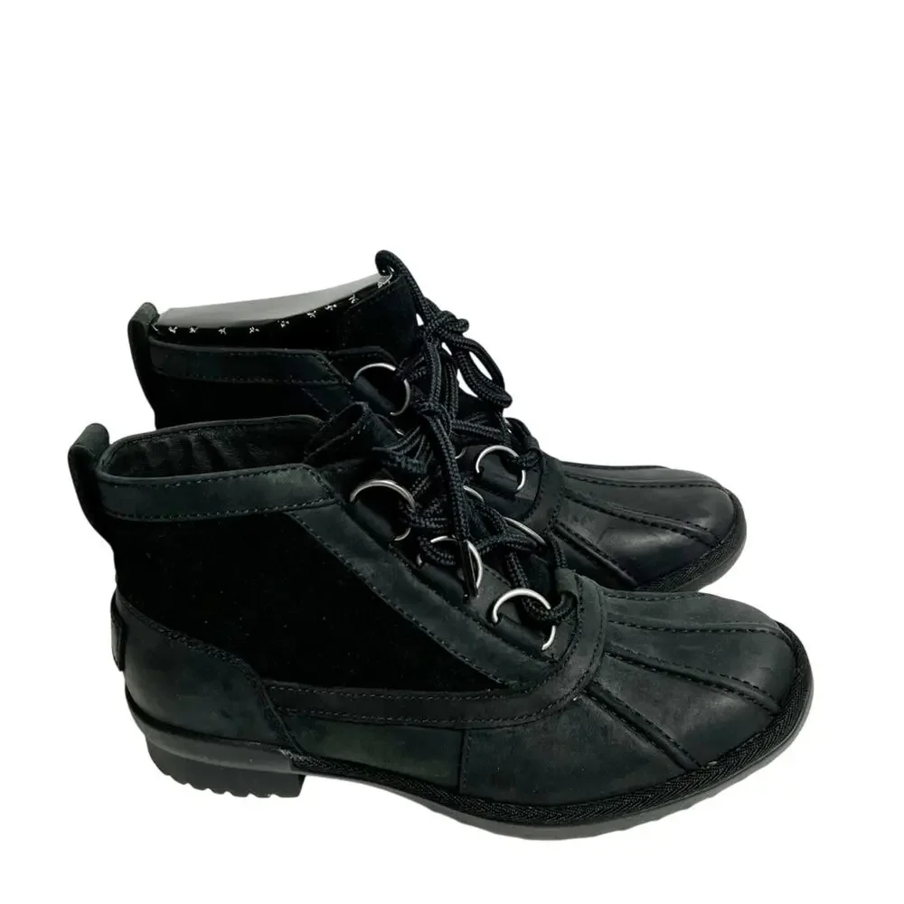UGG WOMEN'S HEATHER BLACK WATERPROOF BOOTS SIZE 5 100% LEATHER BRAND NEW IN BOX